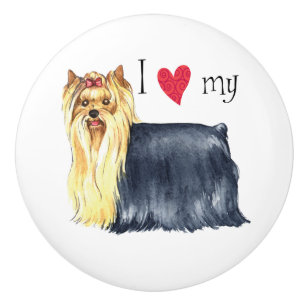 I Love my Yorkie Ceramic Knob
