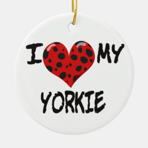 I Love My Yorkie Ceramic Ornament