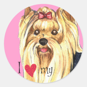 I Love my Yorkie Classic Round Sticker