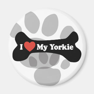I Love My Yorkie - Dog Bone Magnet