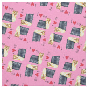 I Love my Yorkie Fabric