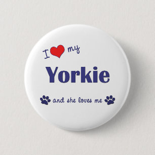I Love My Yorkie (Female Dog) 6 Cm Round Badge