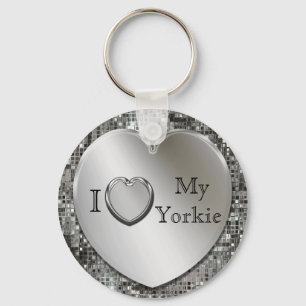 I Love My Yorkie Heart Keychain