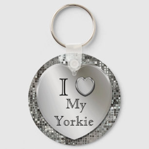 I Love My Yorkie Heart Keychain