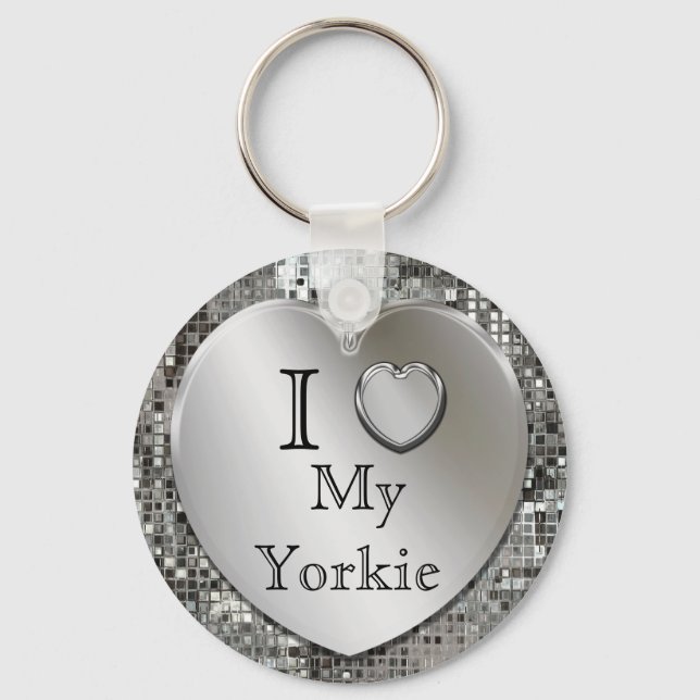I Love My Yorkie Heart Keychain (Front)