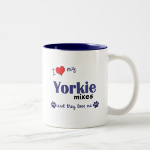 I Love My Yorkie Mixes (Multiple Dogs) Two-Tone Coffee Mug