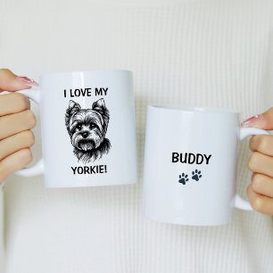 I Love My Yorkie Personalised with Yorkie Sketch Coffee Mug