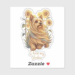 I Love My Yorkie – Vintage Sunflower Dog Lover