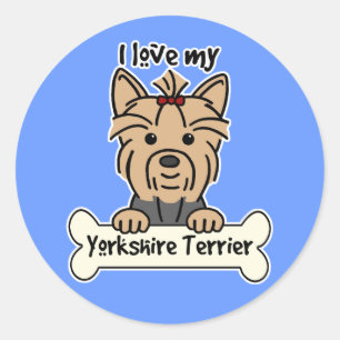 I Love My Yorkshire Terrier Classic Round Sticker