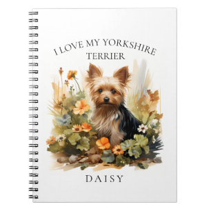 I Love My Yorkshire Terrier Floral Dog Portrait Notebook