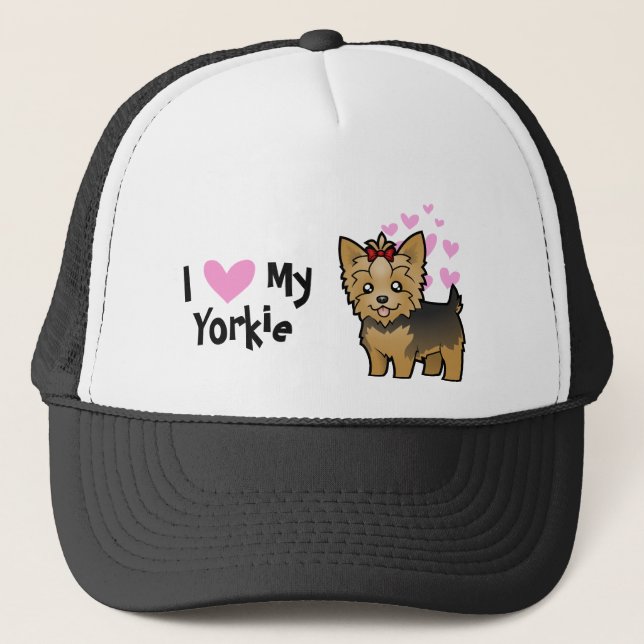 I Love My Yorkshire Terrier (short hair with bow) Trucker Hat (Front)