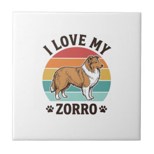 I Love My Zorro Vintage Dog Lover Design_1 Ceramic Tile