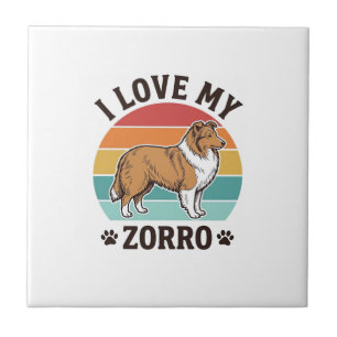 I Love My Zorro Vintage Dog Lover Design_1 Ceramic Tile