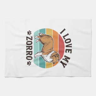 I Love My Zorro Vintage Dog Lover Design_1 Tea Towel