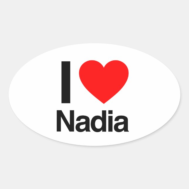 i love nadia oval sticker (Front)