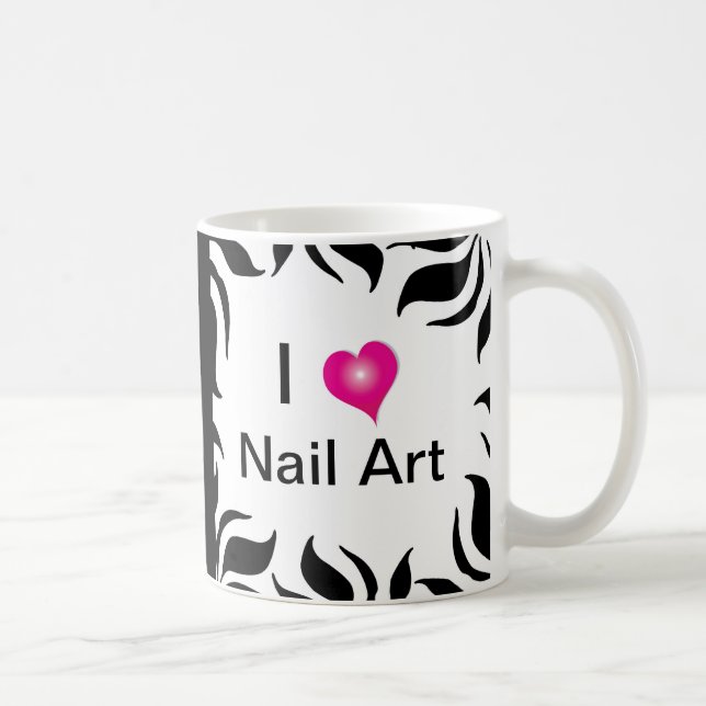 I Love Nail Art Zebra Stripe and Pink Coffee Mug (Right)