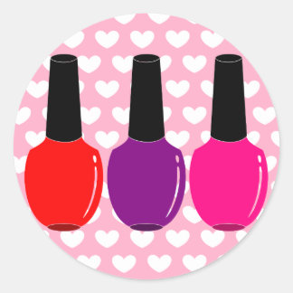 I Love Nail Polish Red Pink Purple Nail Polish Art Classic Round Sticker