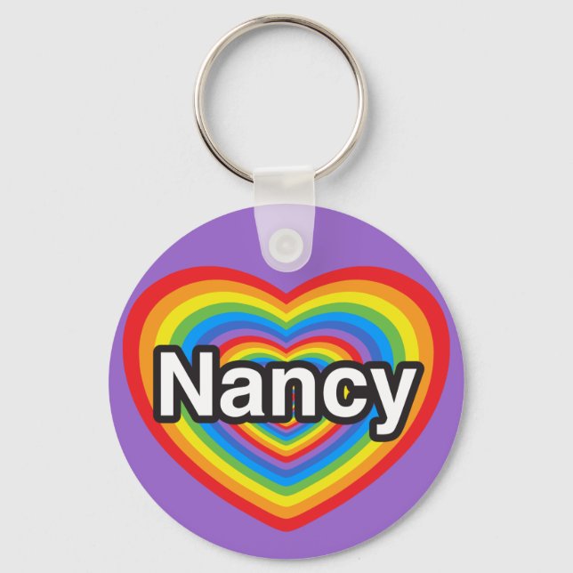 I love Nancy. I love you Nancy. Heart Key Ring (Front)
