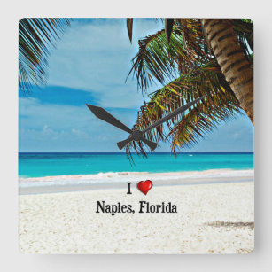 I Love Naples, Florida - day at the beach Square Wall Clock