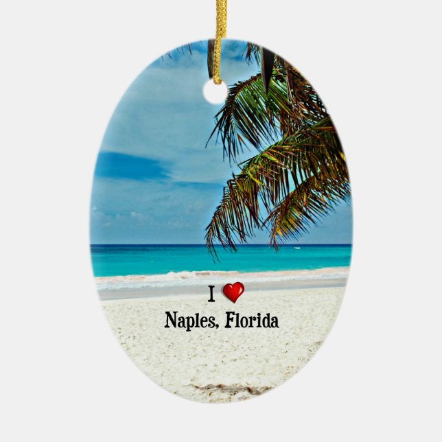 I Love Naples, Florida, tropical scenery Ceramic Ornament (Front)