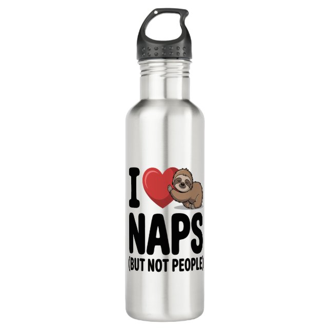 I Love Naps Cute Sloth Heart 710 Ml Water Bottle (Front)