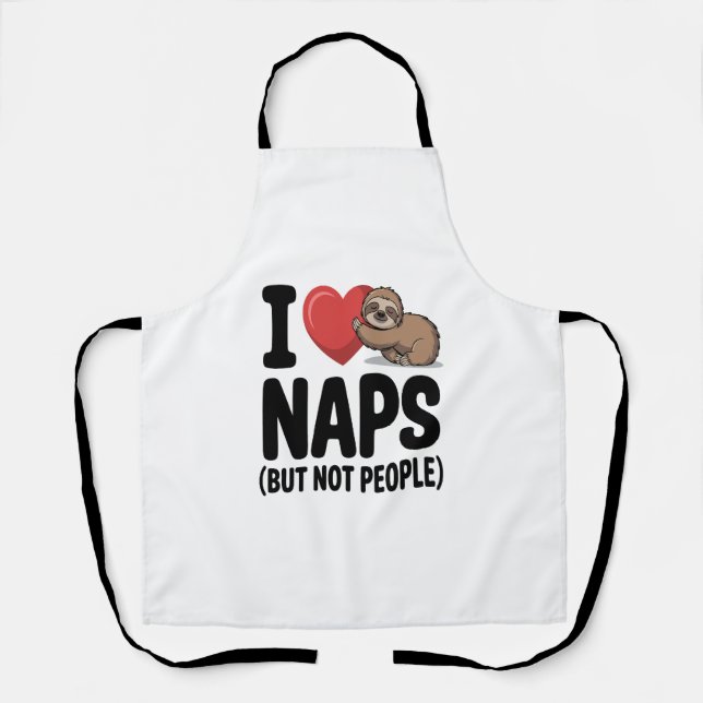 I Love Naps Cute Sloth Heart Apron (Front)