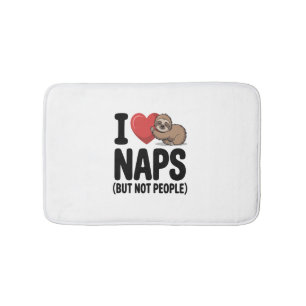 I Love Naps Cute Sloth Heart Bath Mat