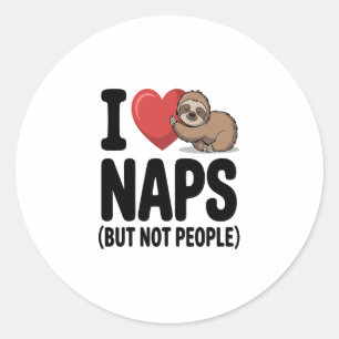 I Love Naps Cute Sloth Heart Classic Round Sticker