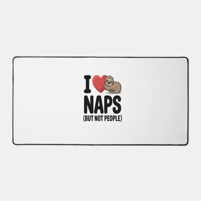 I Love Naps Cute Sloth Heart Desk Mat (Front)