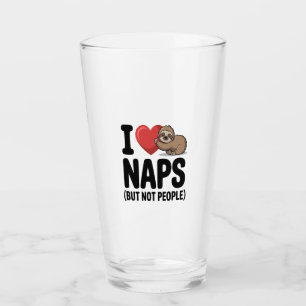 I Love Naps Cute Sloth Heart Glass