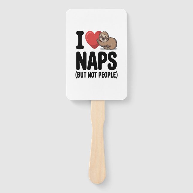 I Love Naps Cute Sloth Heart Hand Fan (Front)
