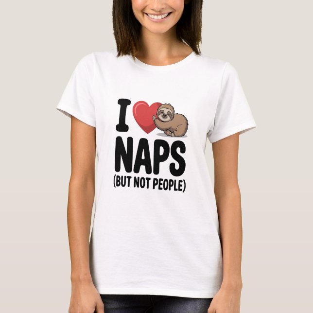I Love Naps Cute Sloth Heart T-Shirt (Front)