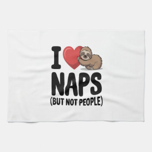 I Love Naps Cute Sloth Heart Tea Towel