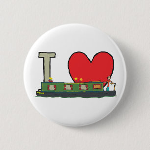 I Love Narrowboats 6 Cm Round Badge