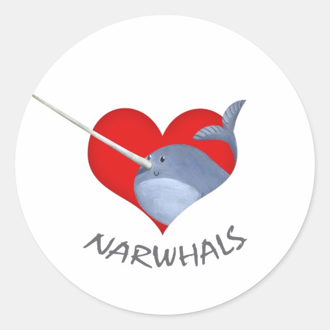 I love Narwhals Classic Round Sticker (Front)