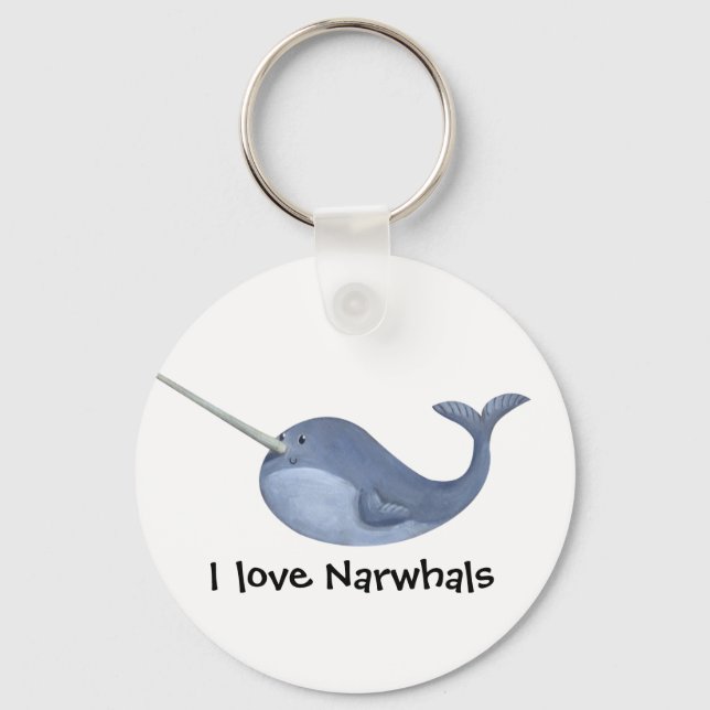 I love Narwhals Key Ring (Front)