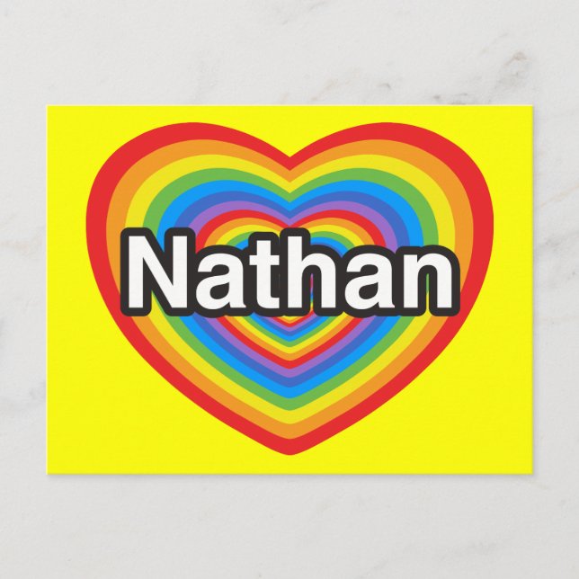 I love Nathan. I love you Nathan. Heart Postcard (Front)