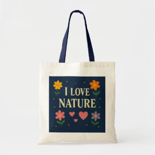"I Love Nature" Floral Eco Tote Bag   ---