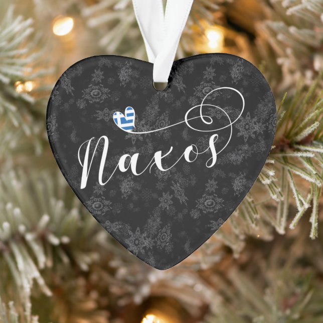 I Love Naxos, Greek Flag Ornament (Tree)