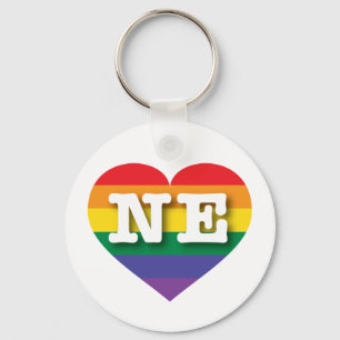 I Love Nebraska Rainbow Heart  Key Ring