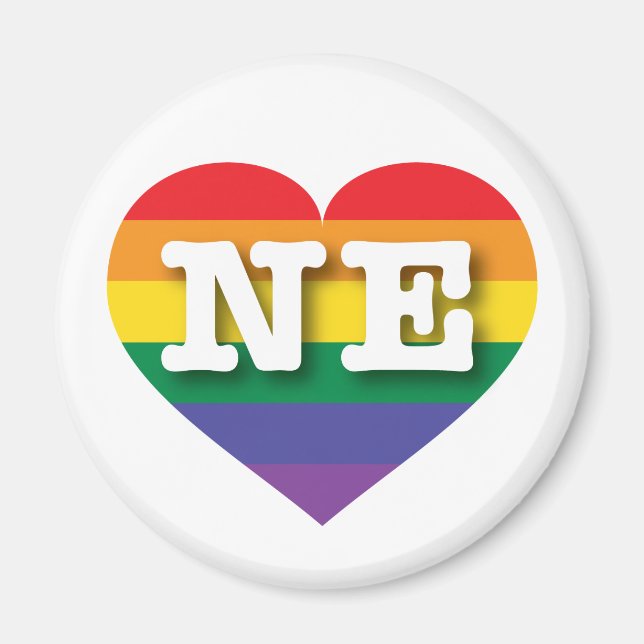 I Love Nebraska Rainbow Heart  Magnet (Front)