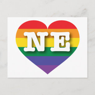 I Love Nebraska Rainbow Heart  Postcard