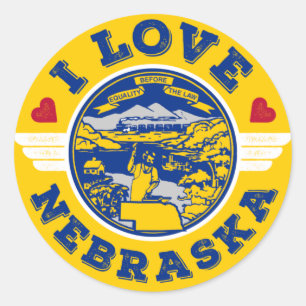 I Love Nebraska State Flag and Map Classic Round Sticker