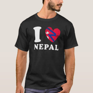 I Love Nepal  Heart Flag Nepal T-Shirt