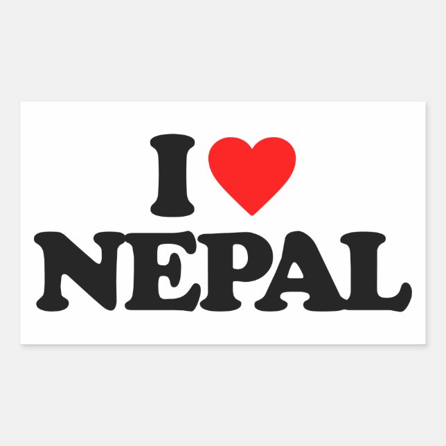 I LOVE NEPAL RECTANGULAR STICKER (Front)