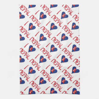 I Love (Nepalese Heart Flag) Nepal Tiled Tea Towel