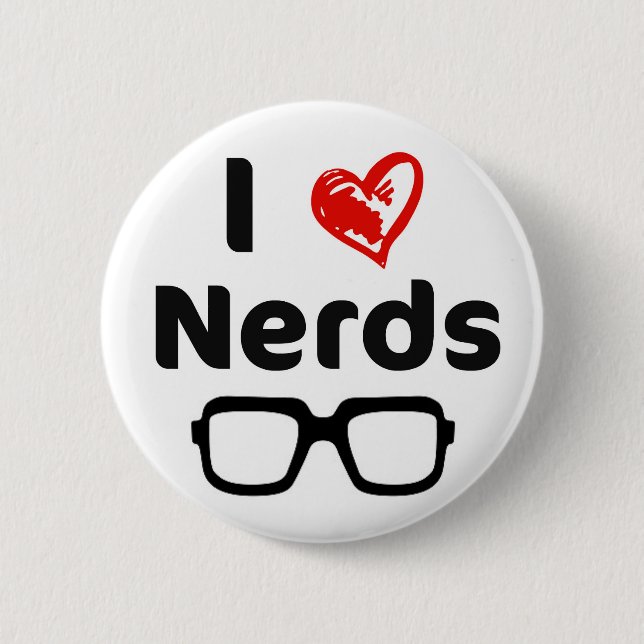 I love nerds 6 cm round badge (Front)