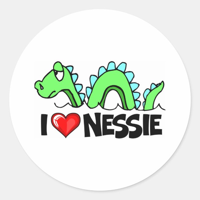 I Love Nessie Classic Round Sticker (Front)