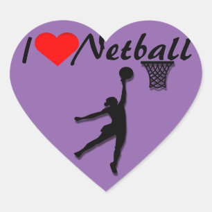 I Love Netball Picture Heart Sticker