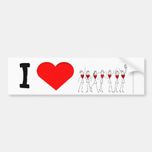 I Love Netball Player and Hearts Bumper Sticker